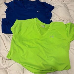 Under Armour Neon Green and Royal Blue T-Shirts